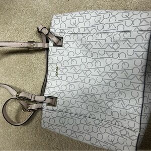Calvin Klein White and Gray Monogram Tote
